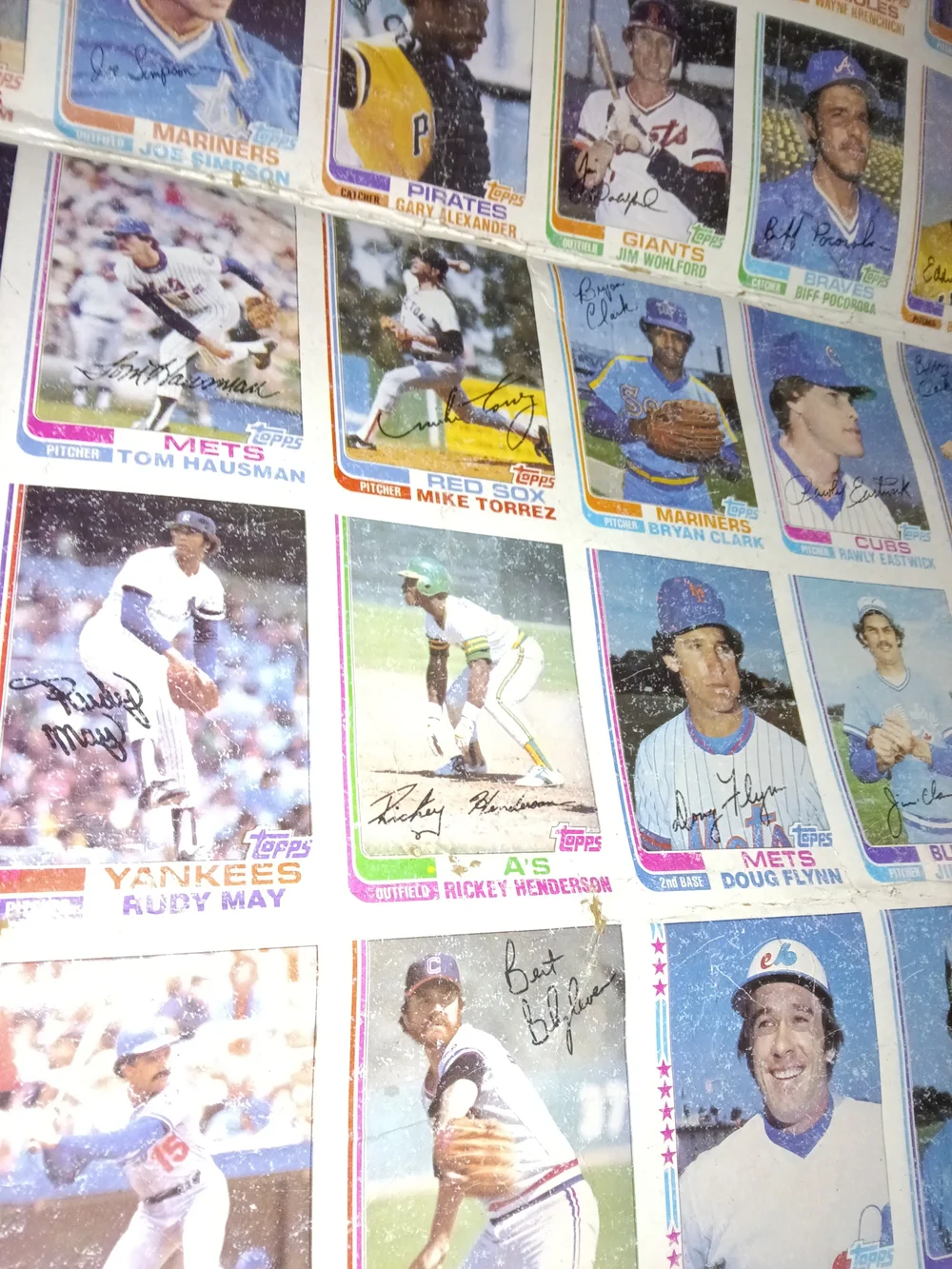 1982 Topps Baseball Card Uncut Sheet Many Hall Of Famers Rickey Henderson & More - Picture 2 of 5